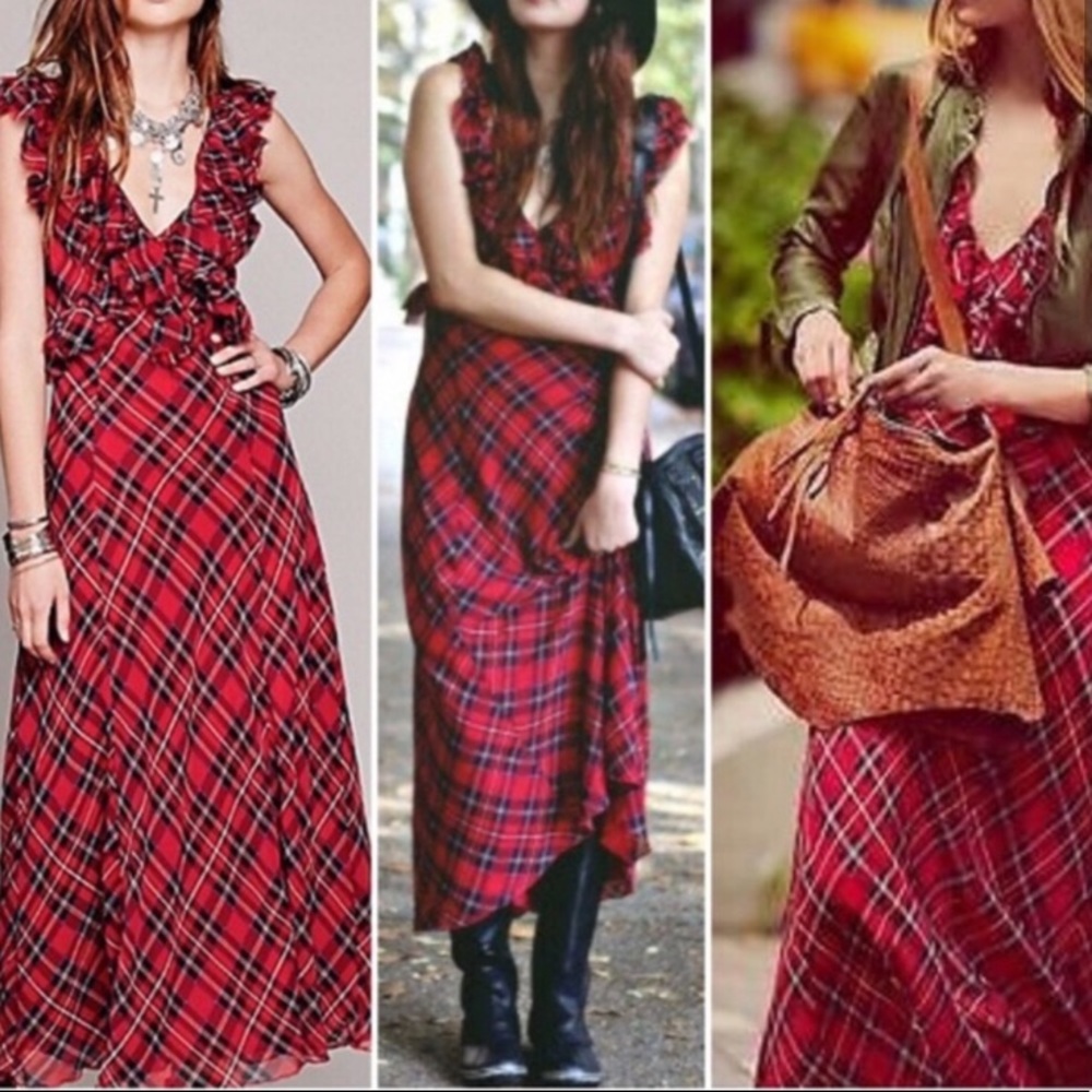 ISO Free People Venitia Plaid Maxi Dress